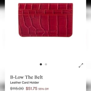 B-low The Belt Card Holder - Red Faux Leather - Snake Skin - New